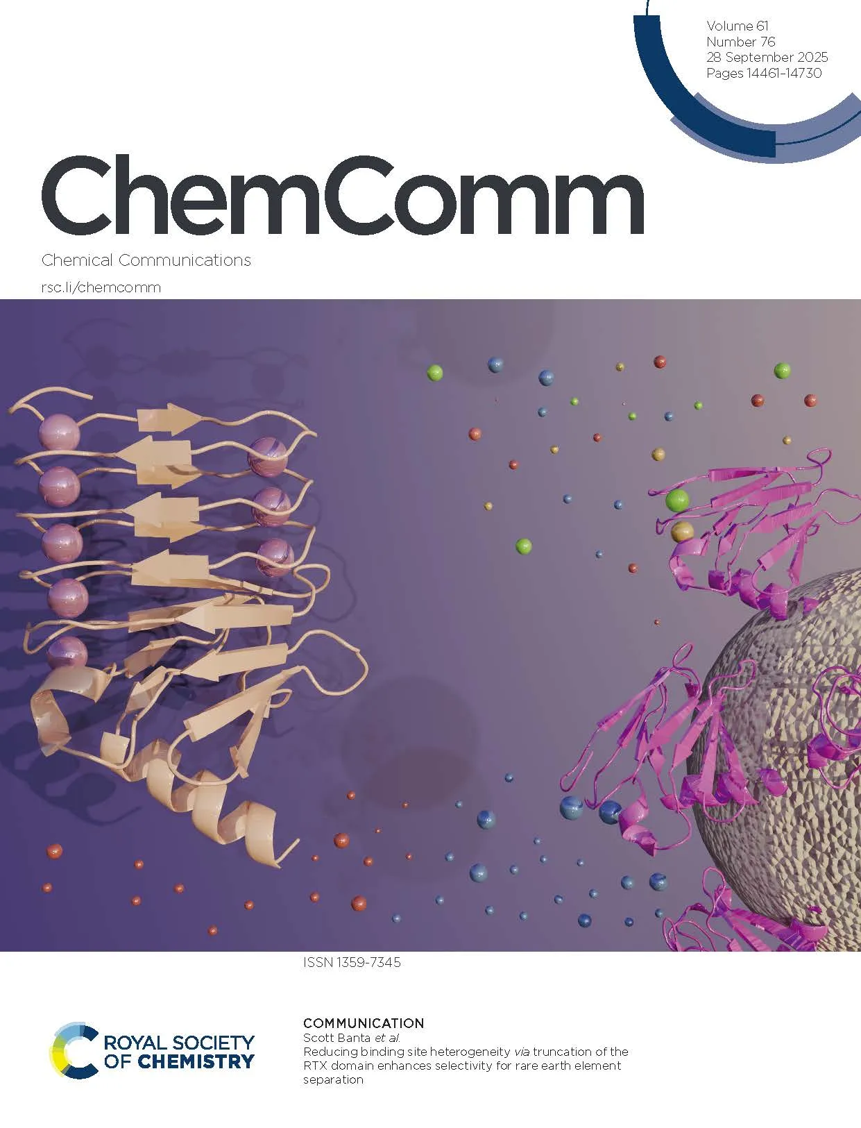 Journal inside cover showing RTX domain interacting with metal ions.